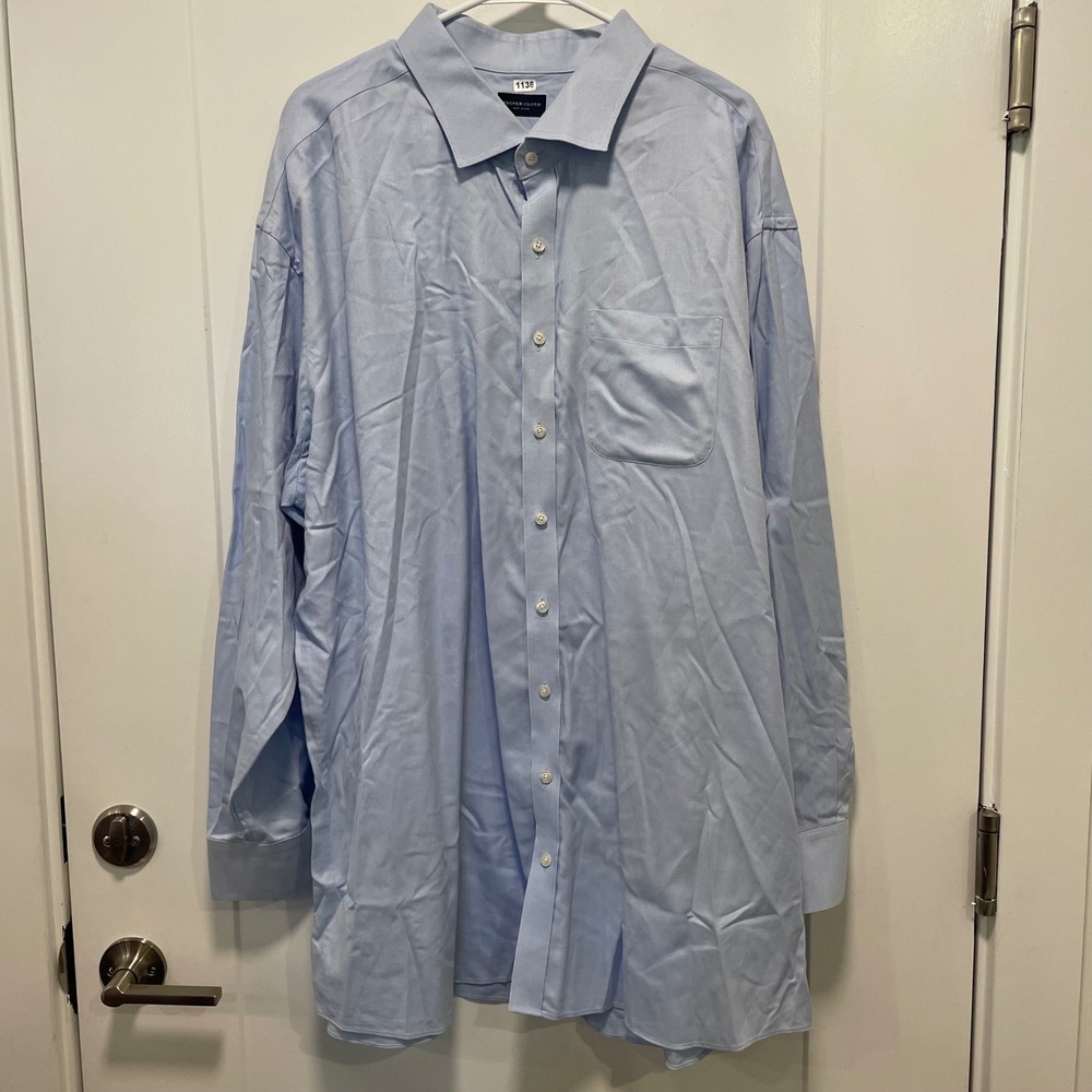 Proper Cloth XXL Light Blue Micro Stripe Button‎ Down Dress Shirt Long Sleeve